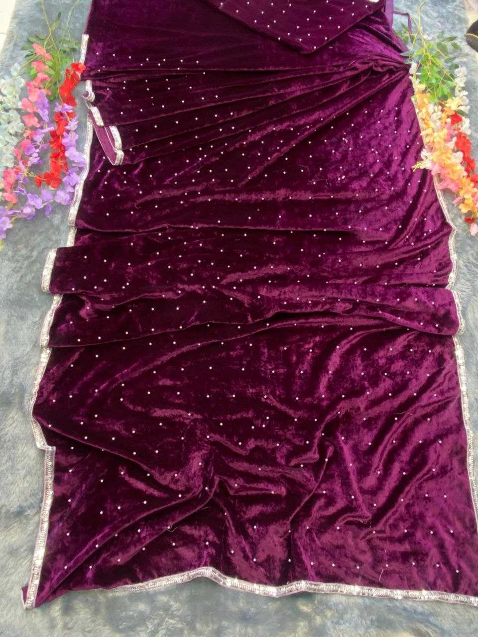 YNF VELVET RIN121 895 SAREES WHOLESALE VELVET LACE BORDER STONE WORK PARTY WEAR SAREES MANUFACTURER- Kapda Export