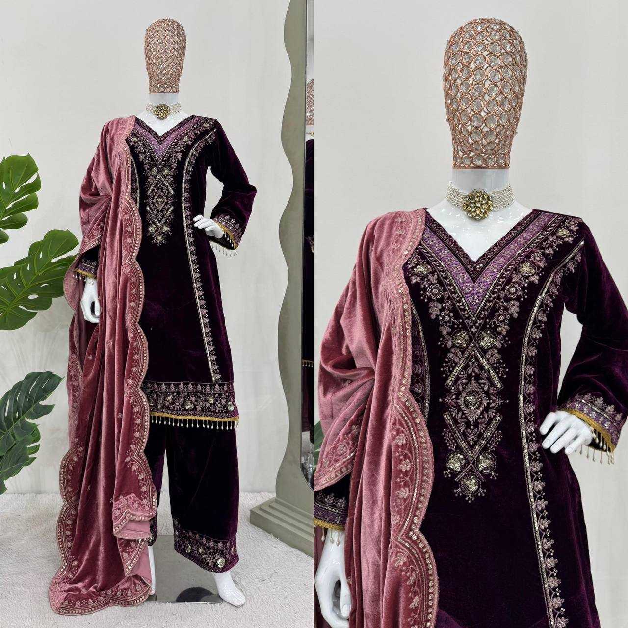 YNF VELVET RIN169 5781SUITS & DRESSES WHOLESALE EMBROIDERED VELVET LADIES PAKISTANI BRIDAL SUITS MANUFACTURE- Kapda Export