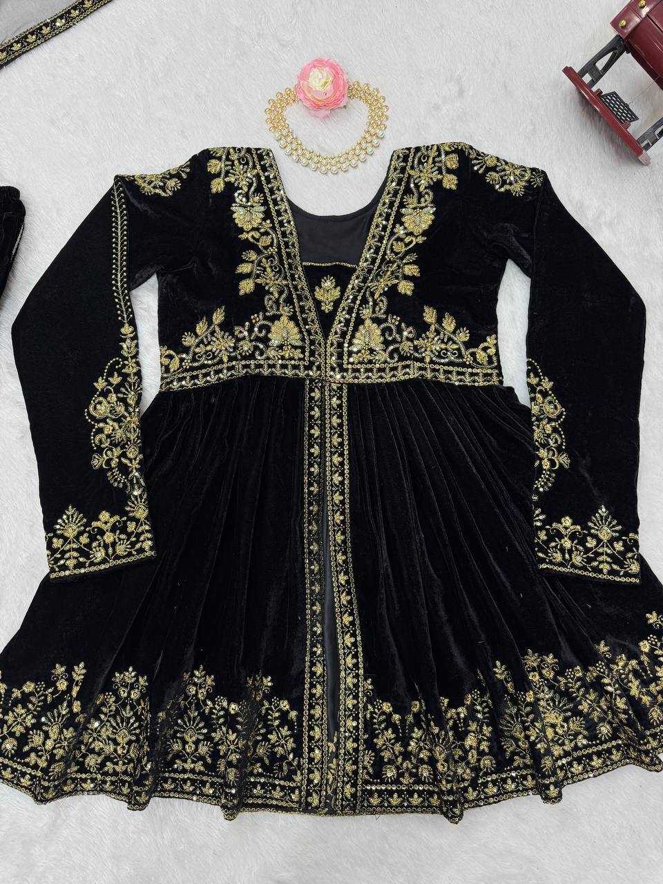 YNF VELVET RIN201 5788 SUITS & DRESSES WHOLESALE PARTY WEAR BLACK SALWAR PAKISTANI EMBROIDERY VELVET EID COLLECTIONS SUITS MANUFACTURE- Kapda Export