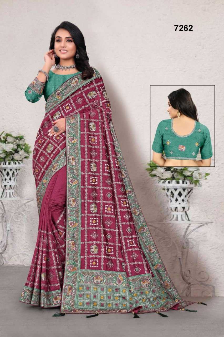 YNF VICHITRA SILK KESH114 7262 SILK SAEES WHOLESALE TRADITIONAL  EMBROIDERY SAREES FOR WEDDING MANUFACTURER- Kapda Export