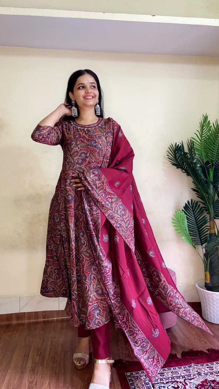 YNF VISCOES KESH246 Alia SUITS & DRESSES WHOLESALE EMBROPIDERY CHANDERI PRINTED ANARKALI SUITS MANUFACTURE- Kapda Export