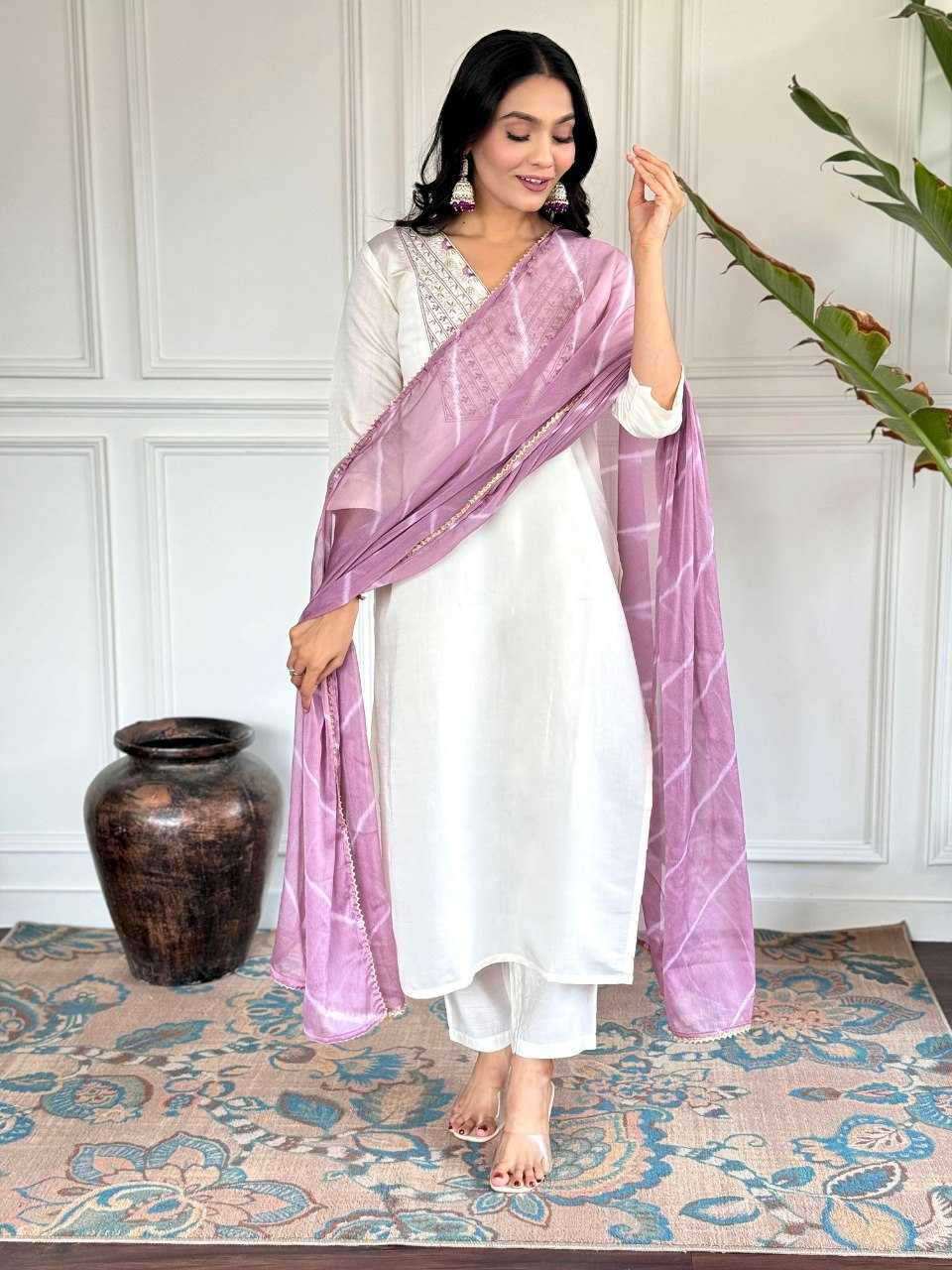 YNF VISCOSE CHANDERI KESH242 VICTORIYA SUITS & DRESSES WHOLESALE EMBROIDERY CHANDERI LONG KURTI WHITE SALWAR SUITS MANUFACTURE- Kapda Export