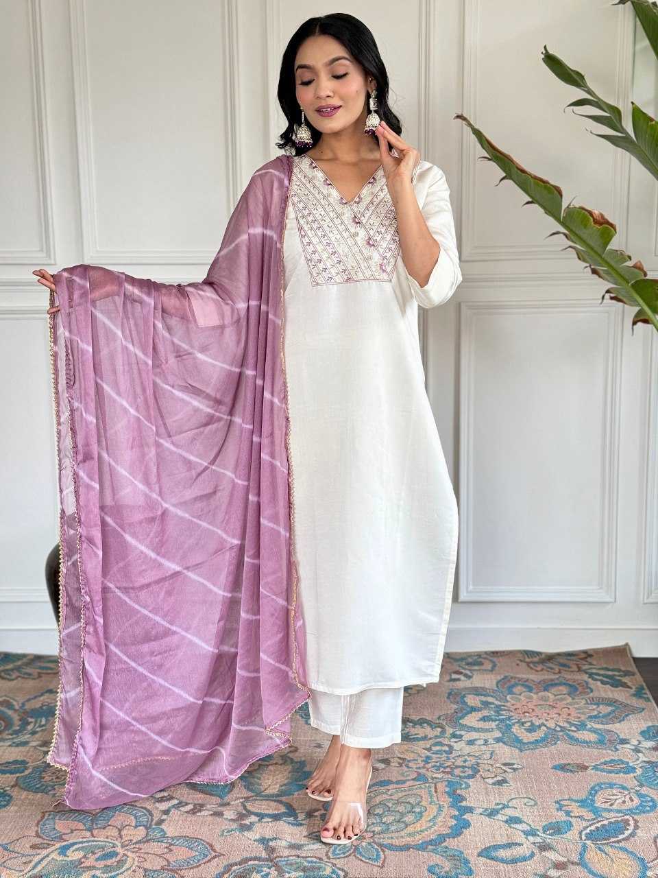 YNF VISCOSE CHANDERI KESH242 VICTORIYA SUITS & DRESSES WHOLESALE EMBROIDERY CHANDERI LONG KURTI WHITE SALWAR SUITS MANUFACTURE- Kapda Export