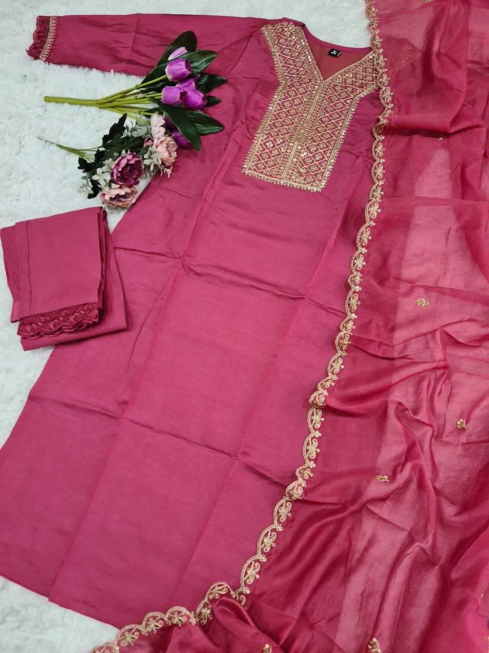 YNF VISCOSE CHANDERI RIN174 MADHVI   & DRESSES WHOLESA EMBRODERY WEDDING CHANDERI SUITS MANUFACTURER- Kapda Export