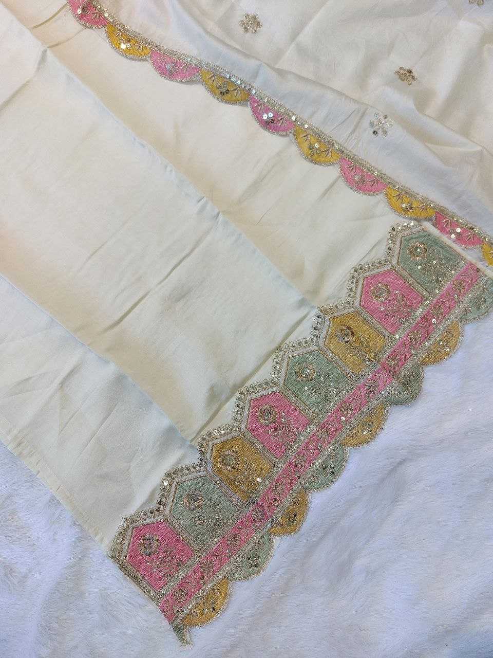 YNF VISCOSE CHANDERI RIN201 RRD41 SUITS & DRESSES WHOLESALE EMBROIDERY WEDDING CHNADERI WHITE SUITS MANUFACTURE- Kapda Export