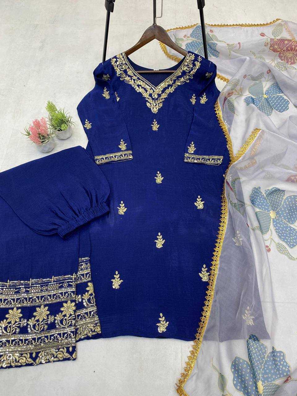 YNF CHINON RIN141 1898 SUITS & DRESSES WHOLESALE EMBROIDERY PARTY WEAR SUITS MANUFACTURER- Kapda Export