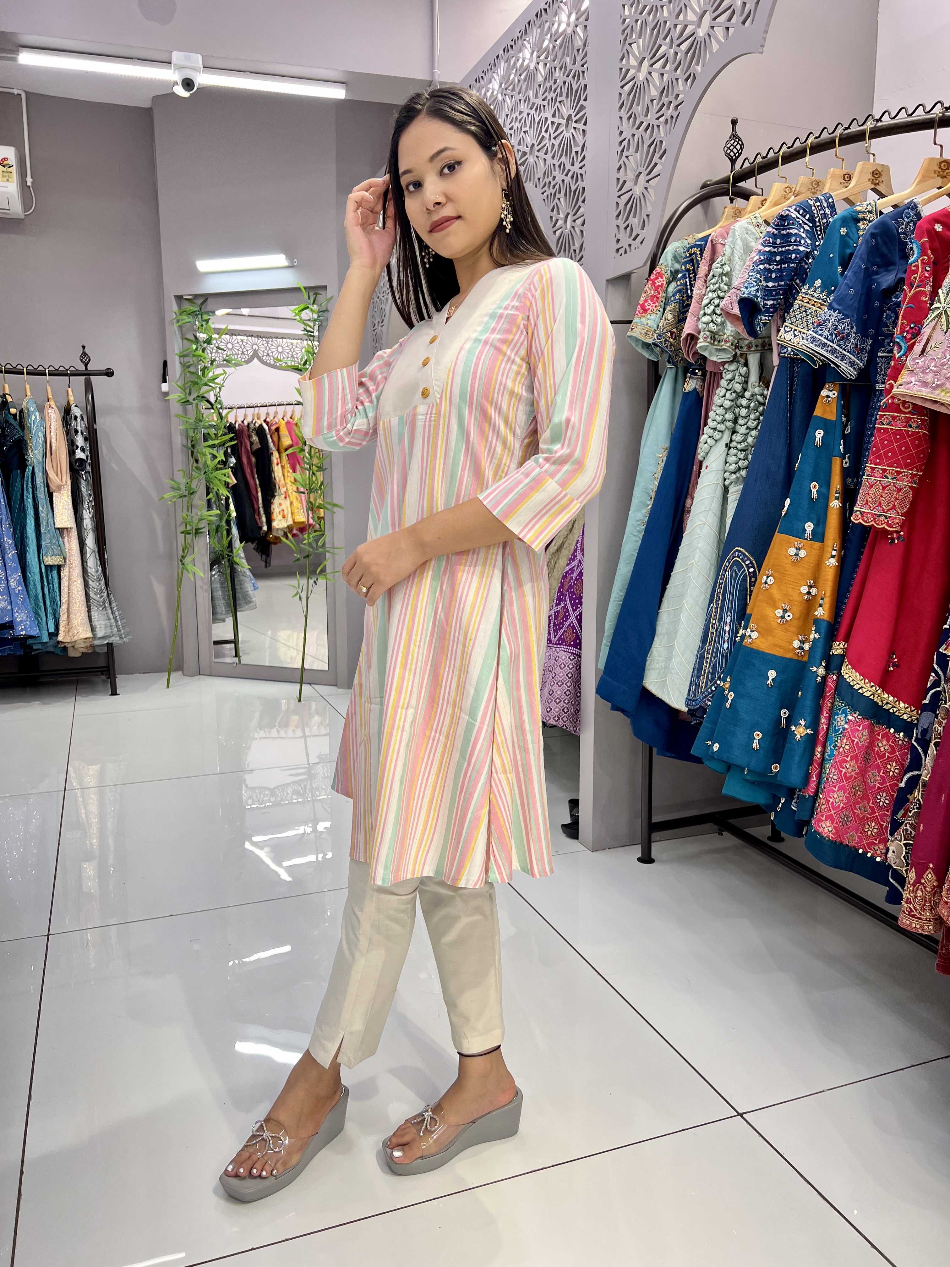 YNF COTTON KESH247 624 KURTI WHOLESALE CASUAL COLLAR NECK COTTON KURTI MANUFACTURER- Kapda Export