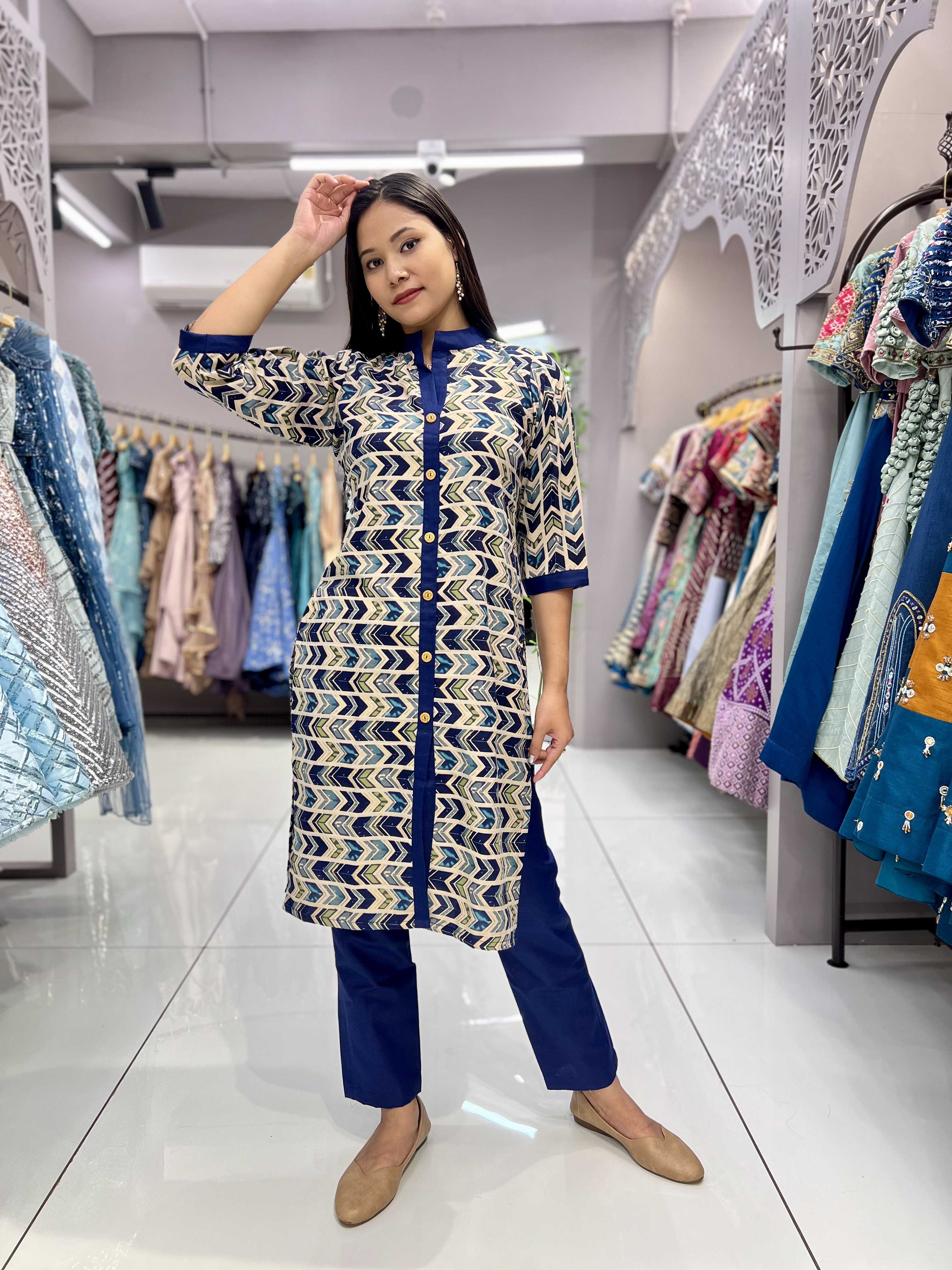 YNF COTTON KESH247 625 KURTI WHOLESALE PRINTED COTTON COLLAR NECK KURTI MANUFACTURER- Kapda Export