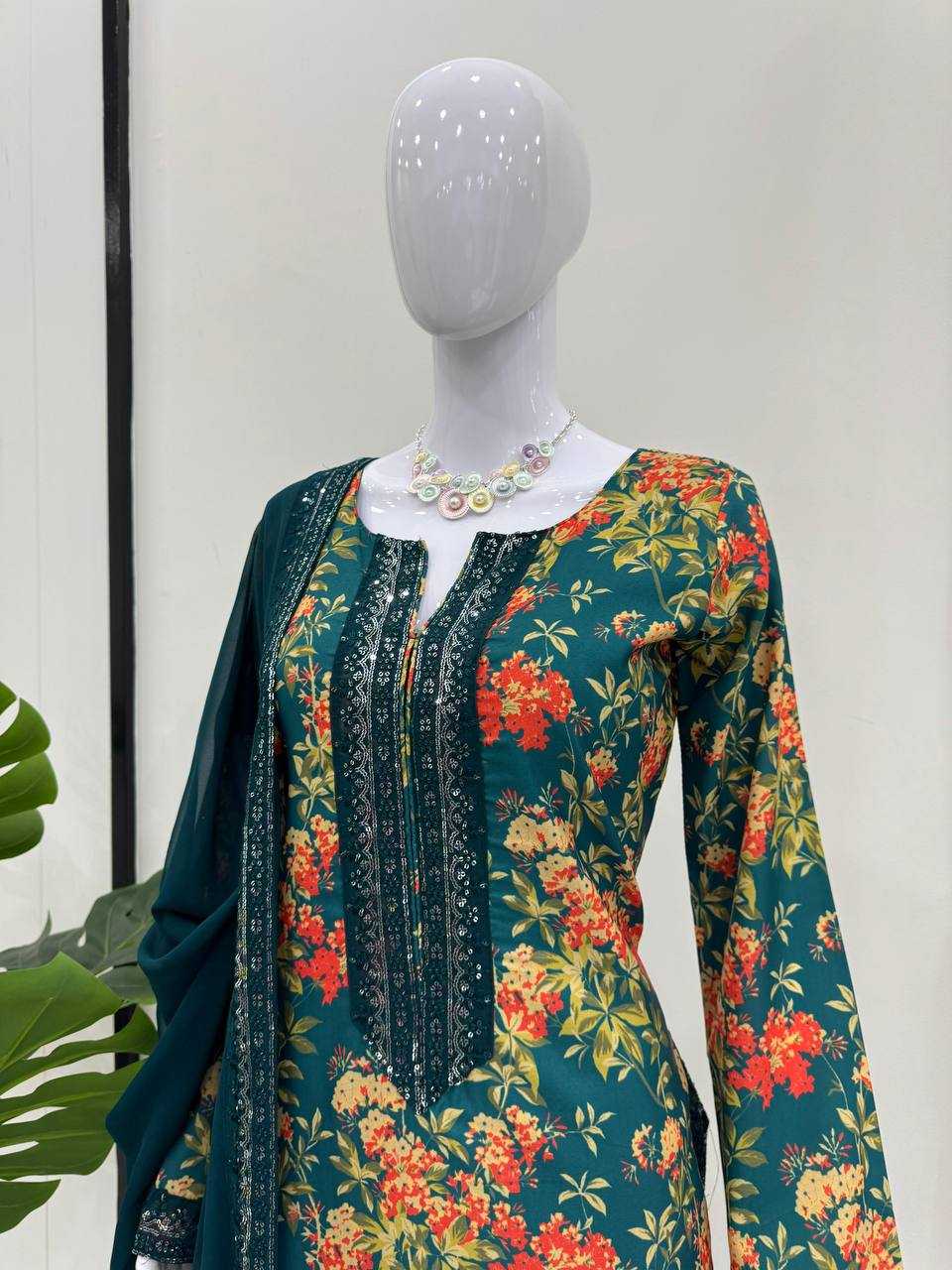 YNF FRENCH SILK RIN169 5811 SUITS & DRESSES WHOLESALE SILK PRINTED PARTY WEAR SUITS MANUFACTURER- Kapda Export