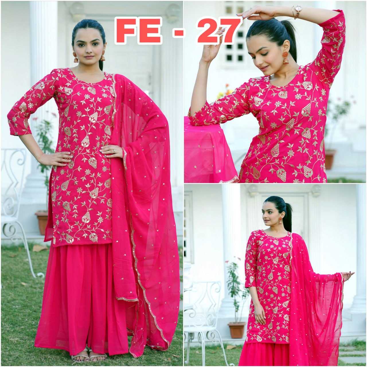 YNF GEOEGETTE KESH394 27 SUILS & DRESSE  WHOLESALE EID HIGH-LOW  EMBROIDERY SUITS MANUFACTURER- Kapda Export