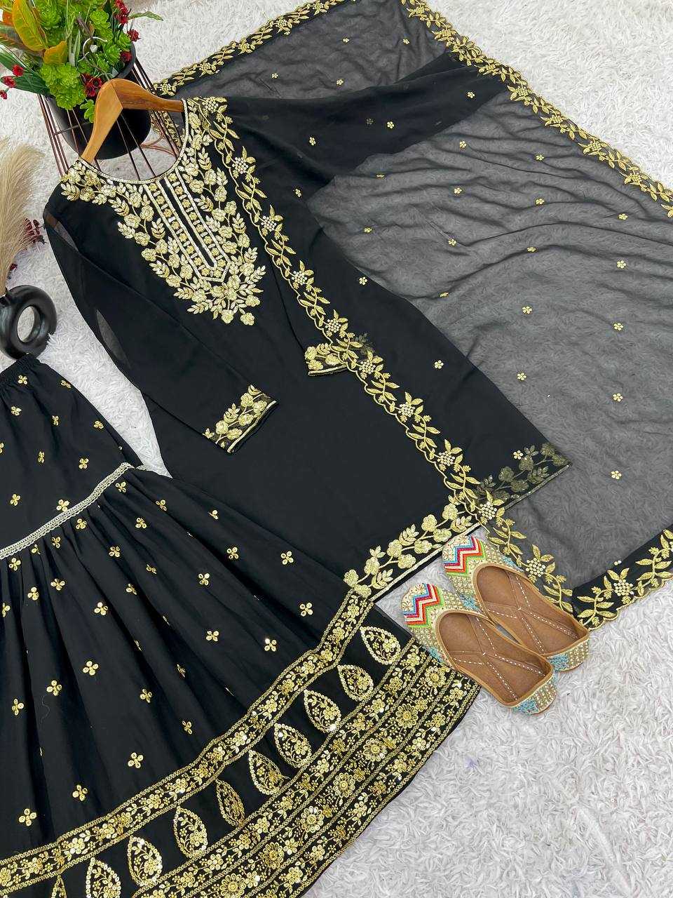 YNF GEORGETTE KESH128 403SUITS & DRSSES WHOLESALE EMBROIDERY HIGH-LOW EID SUITS MANUFACTURER- Kapda Export