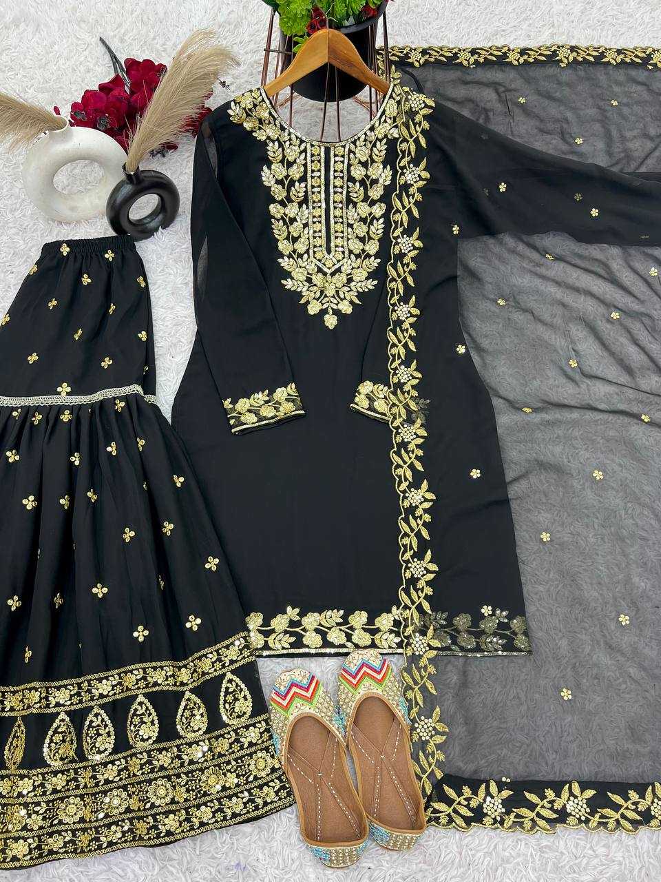 YNF GEORGETTE KESH128 403SUITS & DRSSES WHOLESALE EMBROIDERY HIGH-LOW EID SUITS MANUFACTURER- Kapda Export