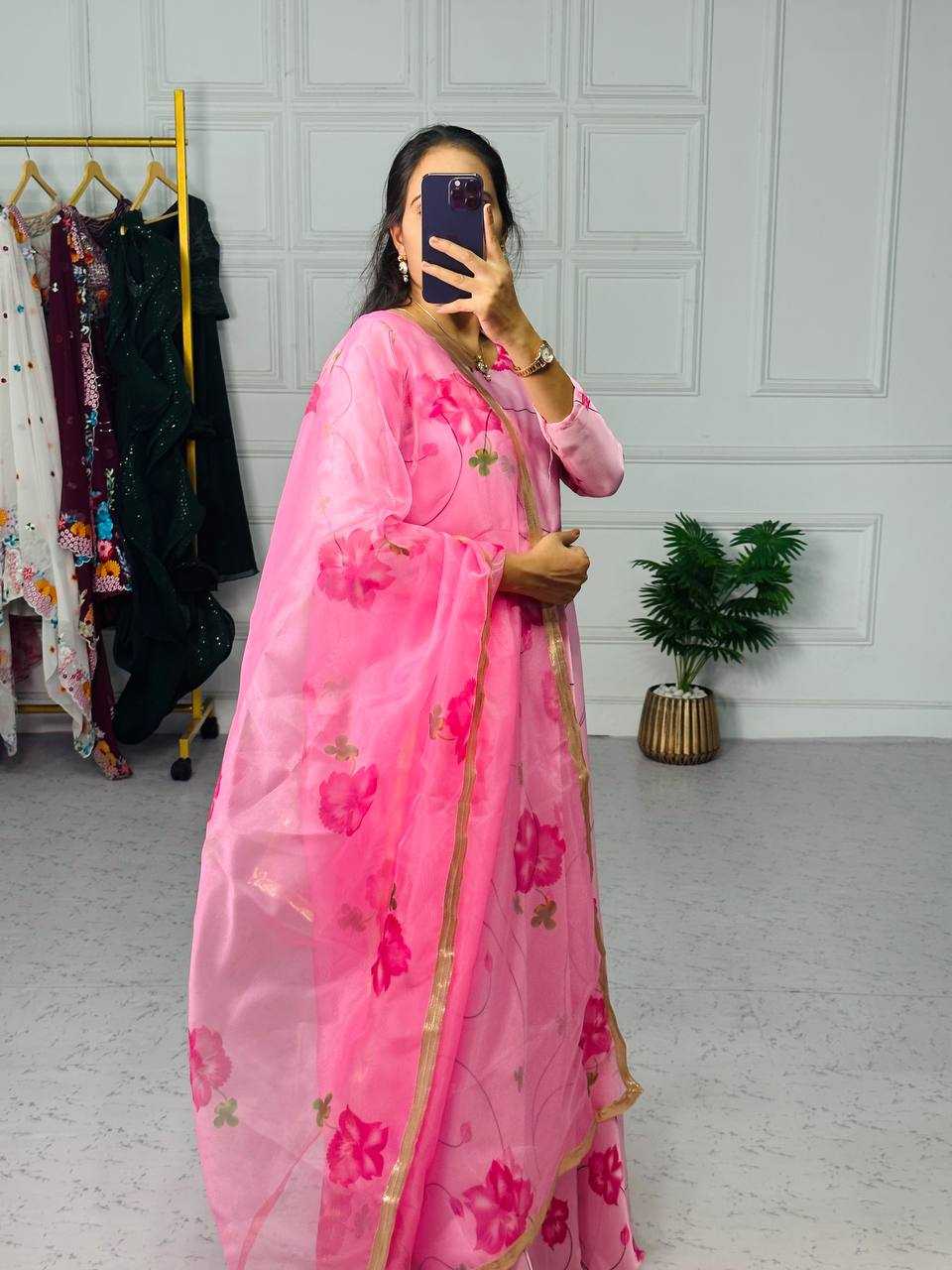 Ynf Georgette KESH413 1019 Gowns Wholesale Printed Gowns Georgette Gown Satin Gowns Manufacturer- Kapda Export