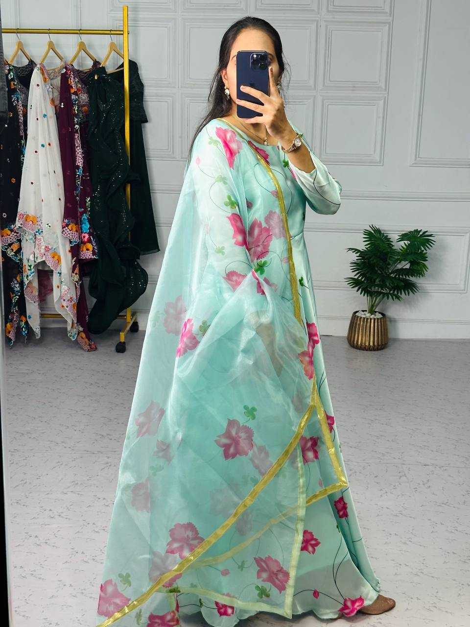 Ynf Georgette KESH413 1019 Gowns Wholesale Printed Gowns Georgette Gown Satin Gowns Manufacturer- Kapda Export