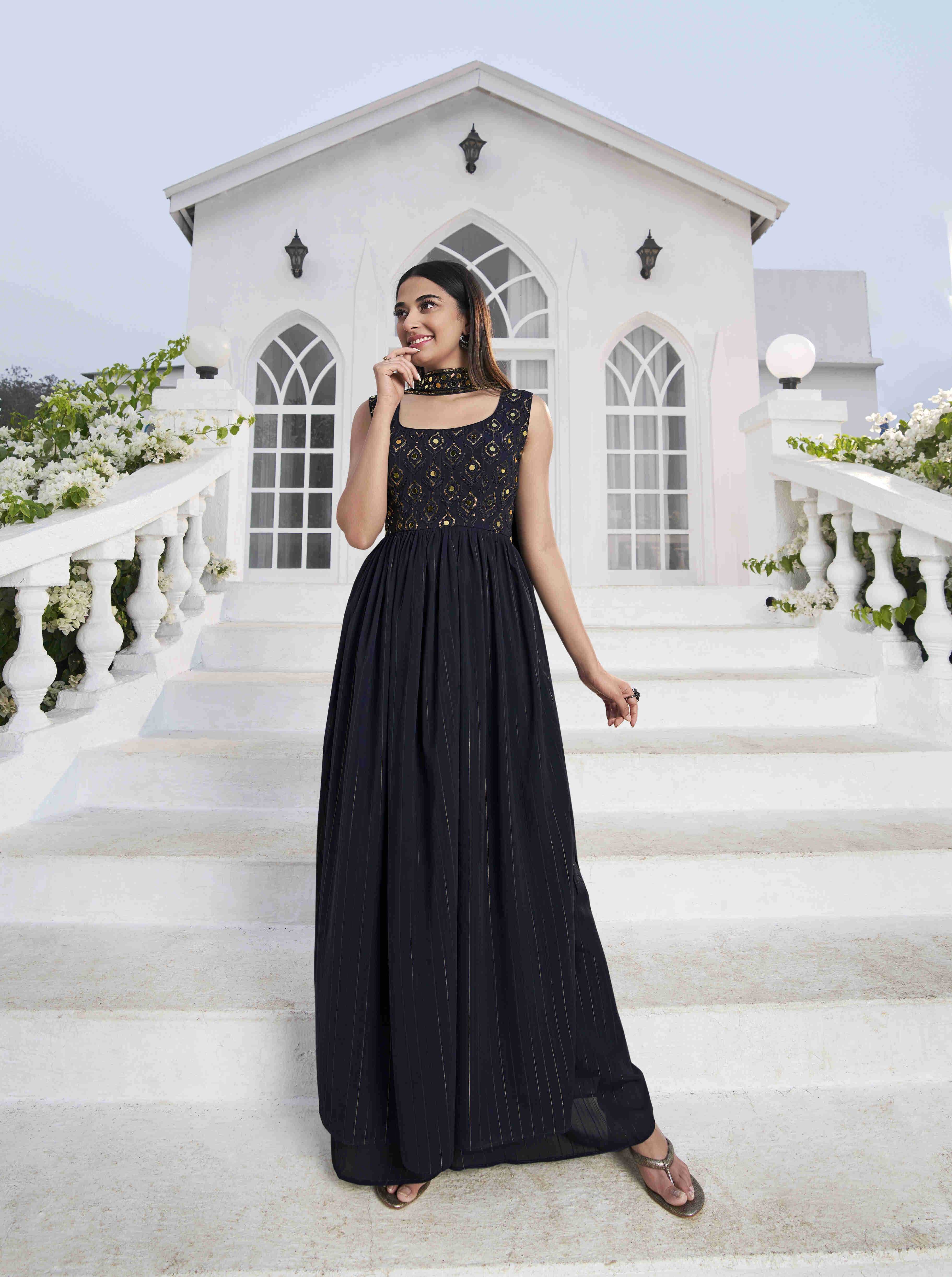 Ynf Georgette KESH417 4845 Suits & Dresses Wholesale Embroidery Suits Georgette Suit Blue Salwar Suit Manufacturer- Kapda Export