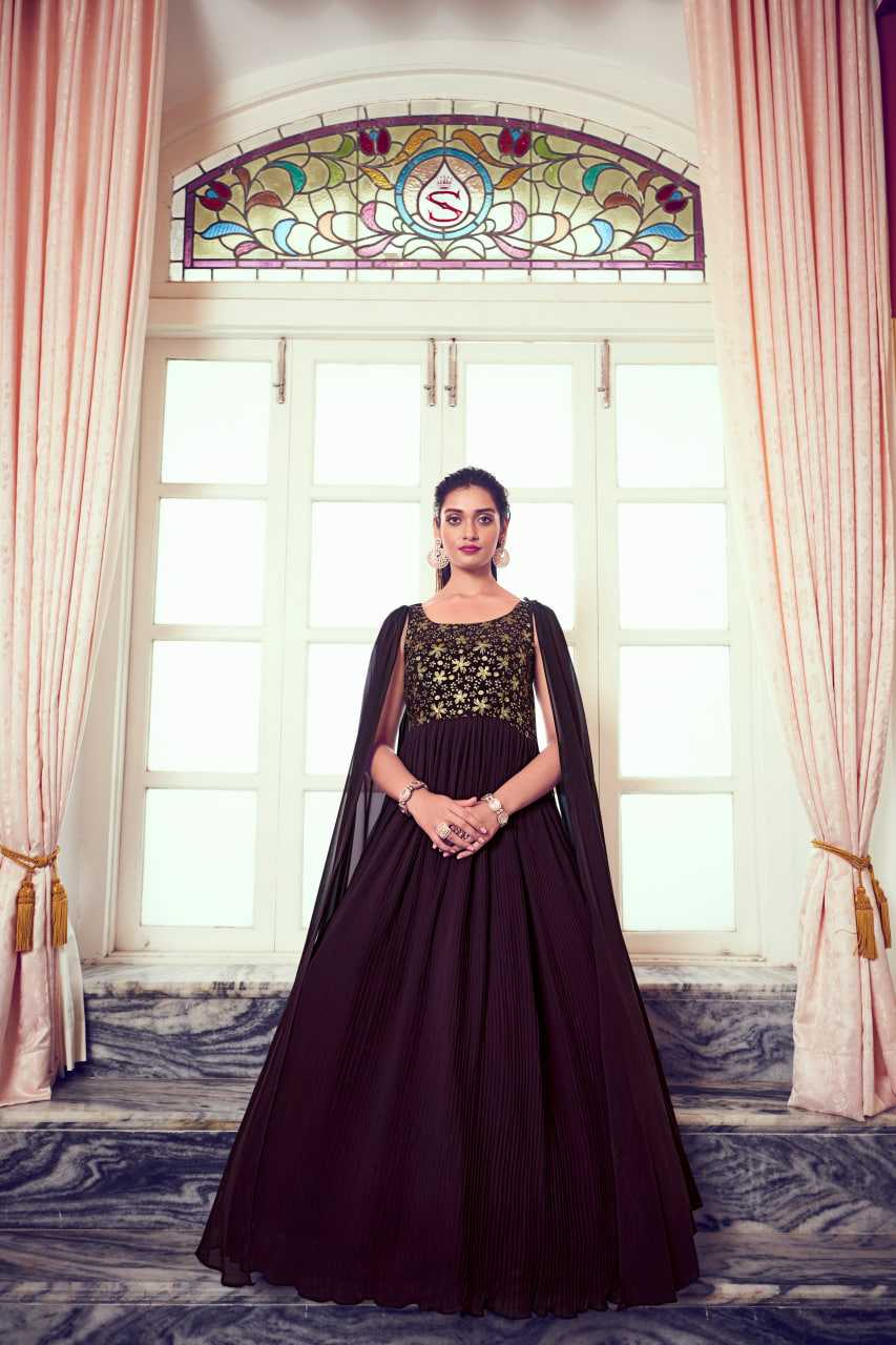 Ynf Georgette KESH417 4971 Gowns Wholesale Long Gowns Georgette Gown Purple Gown Manufacturer- Kapda Export