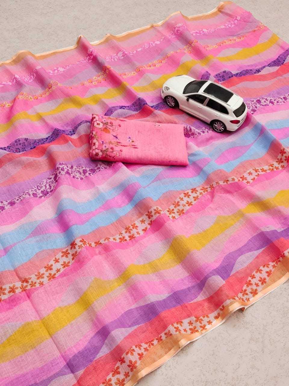 YNF LINEN KESH223 344 SAREE WHOLESALE PRINTED LINEN FANCY SAREE MANUFACTURER- Kapda Export