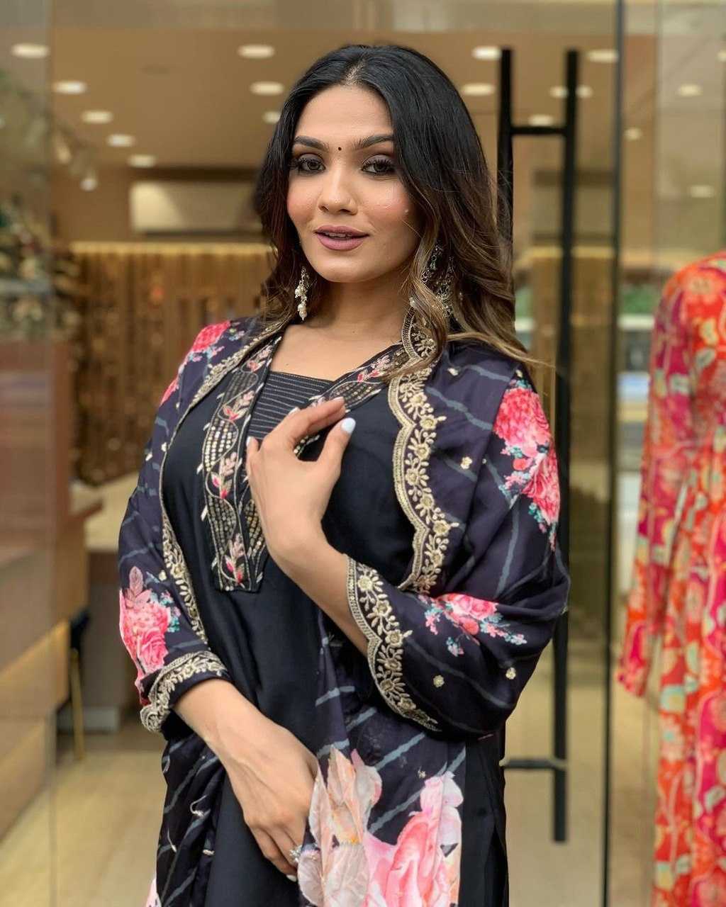 YNF MUSLIN KESH403 DBI02 SUITS & DRESSES WHOLESALE DESIGNER PRINTED FIT AND FLARE SUITS & DRESSES MANUFACTURER- Kapda Export