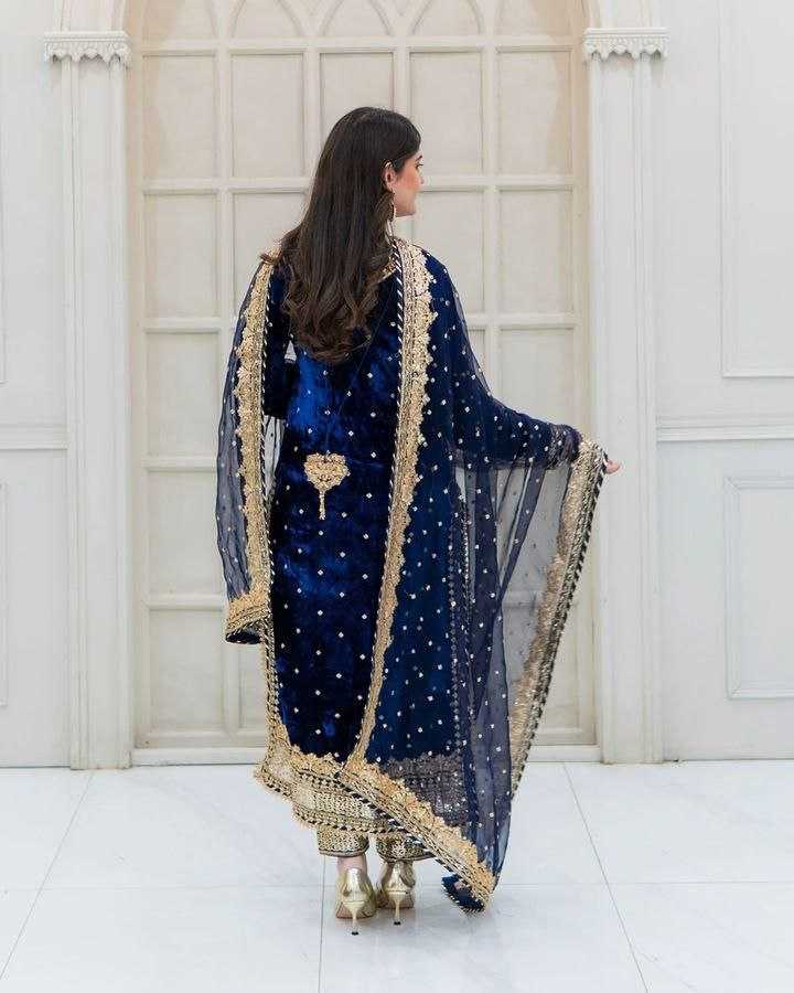 Ynf Velvet KESH158 6002 Gowns Wholesale Embroidery Gowns Velvet Gowns Gown With Dupatta Manufacturer- Kapda Export