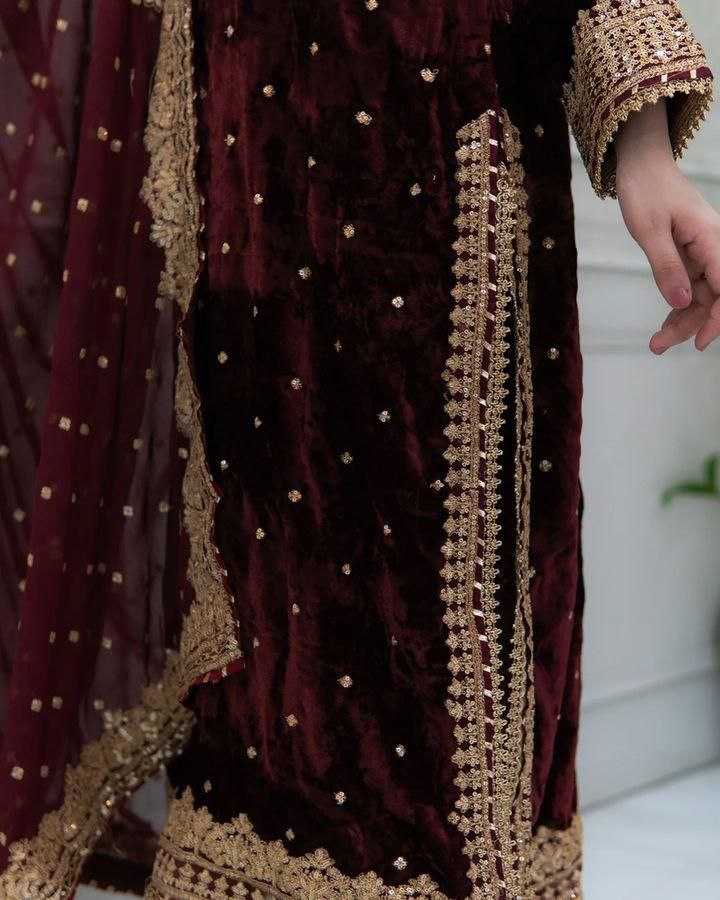 Ynf Velvet KESH158 6002 Gowns Wholesale Embroidery Gowns Velvet Gowns Gown With Dupatta Manufacturer- Kapda Export
