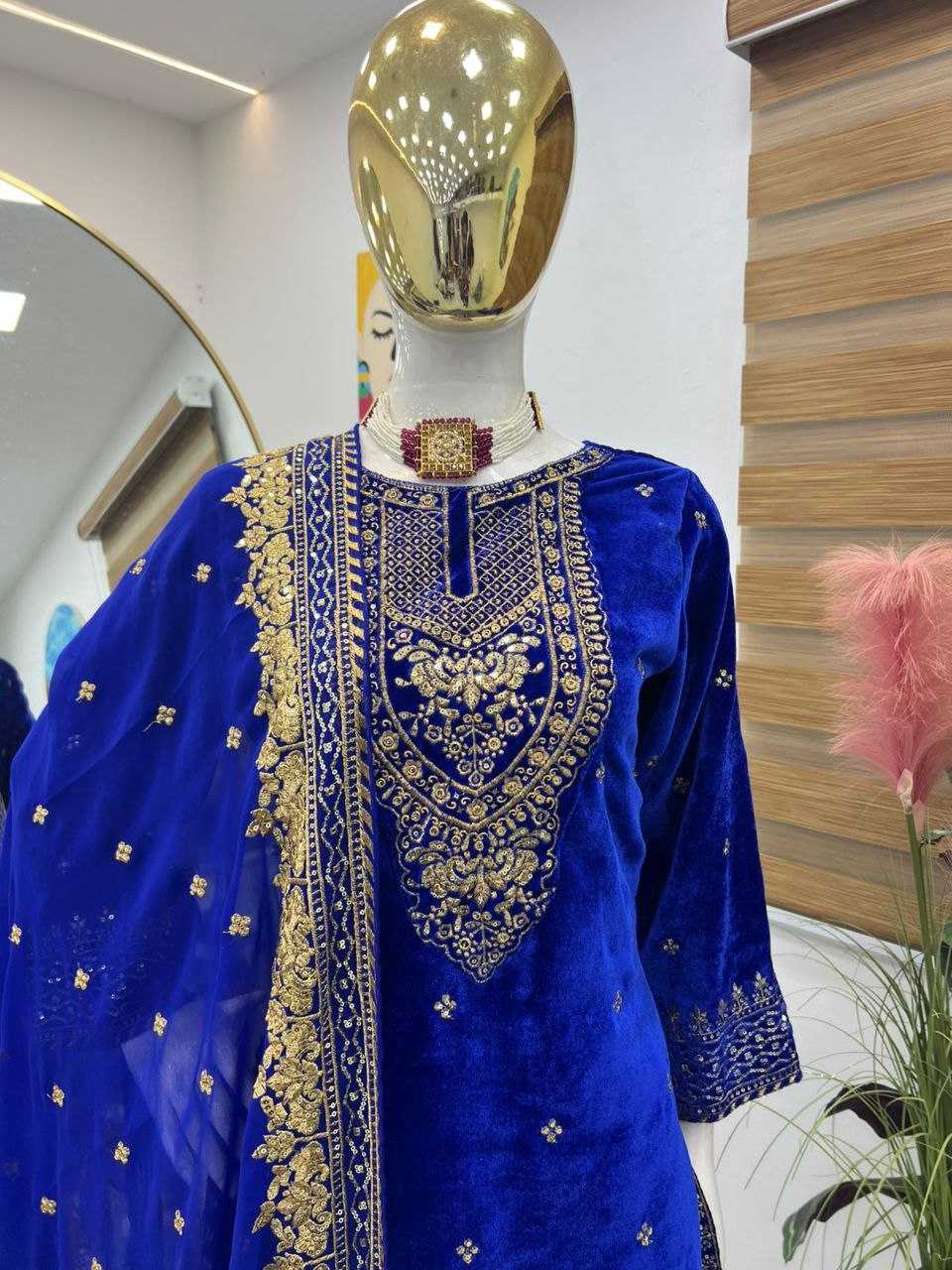Ynf Velvet KESH158 6002 Gowns Wholesale Embroidery Gowns Velvet Gowns Gown With Dupatta Manufacturer- Kapda Export