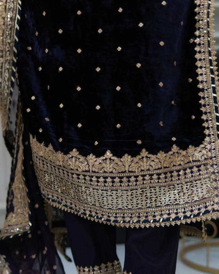 Ynf Velvet KESH158 6002 Gowns Wholesale Embroidery Gowns Velvet Gowns Gown With Dupatta Manufacturer- Kapda Export
