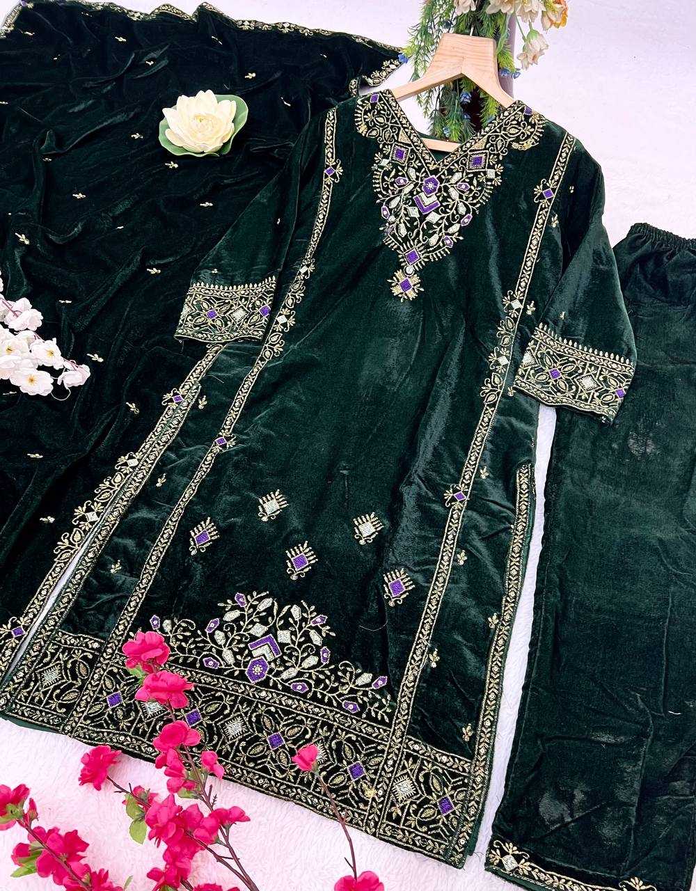 YNF VELVET  KESH399 3131 SUITS & DRESSES WHOLESALE EMBROIDERY WEDDING EID SUITS MANUFACTURER- Kapda Export