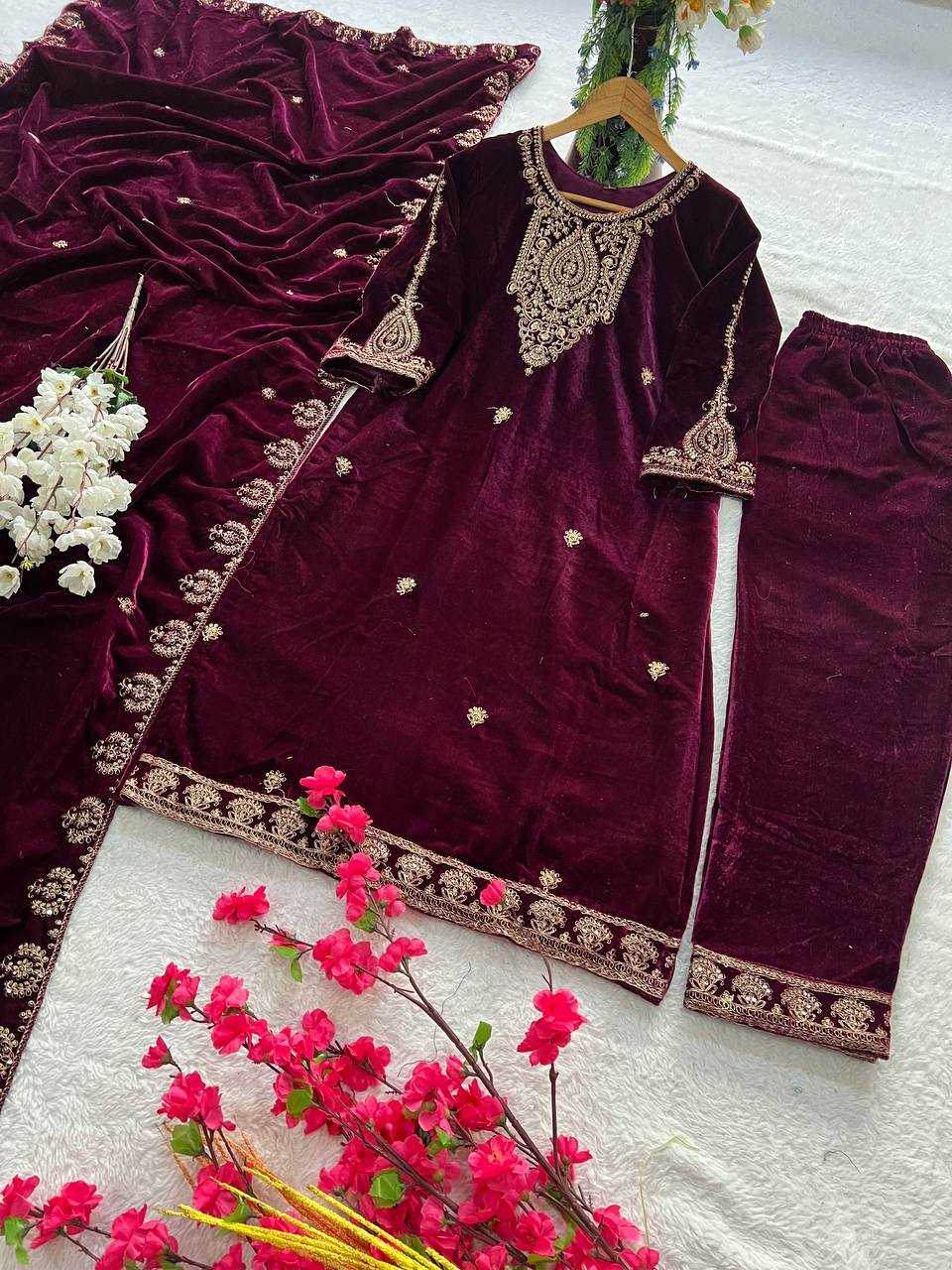 YNF VELVET  KESH399 3135 SUITS & DRESSES WHOLESAL EWEDDING EMBROIDERY  EID SUITS  MANUFACTURER- Kapda Export