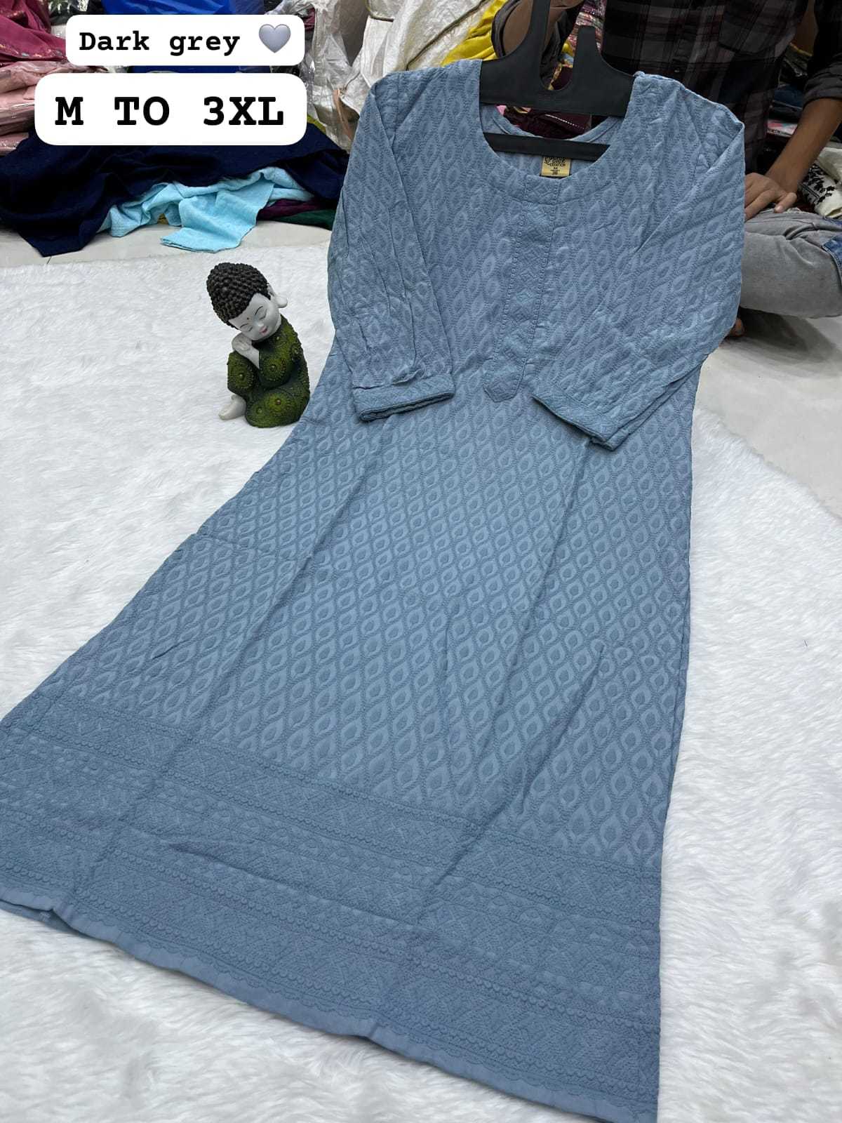 Ynf Viscose Rayon KESH258 VDA178 Kurti Wholesale Festive Kurtis Rayon Kurtis Chikan Kurti Manufacturer- Kapda Export