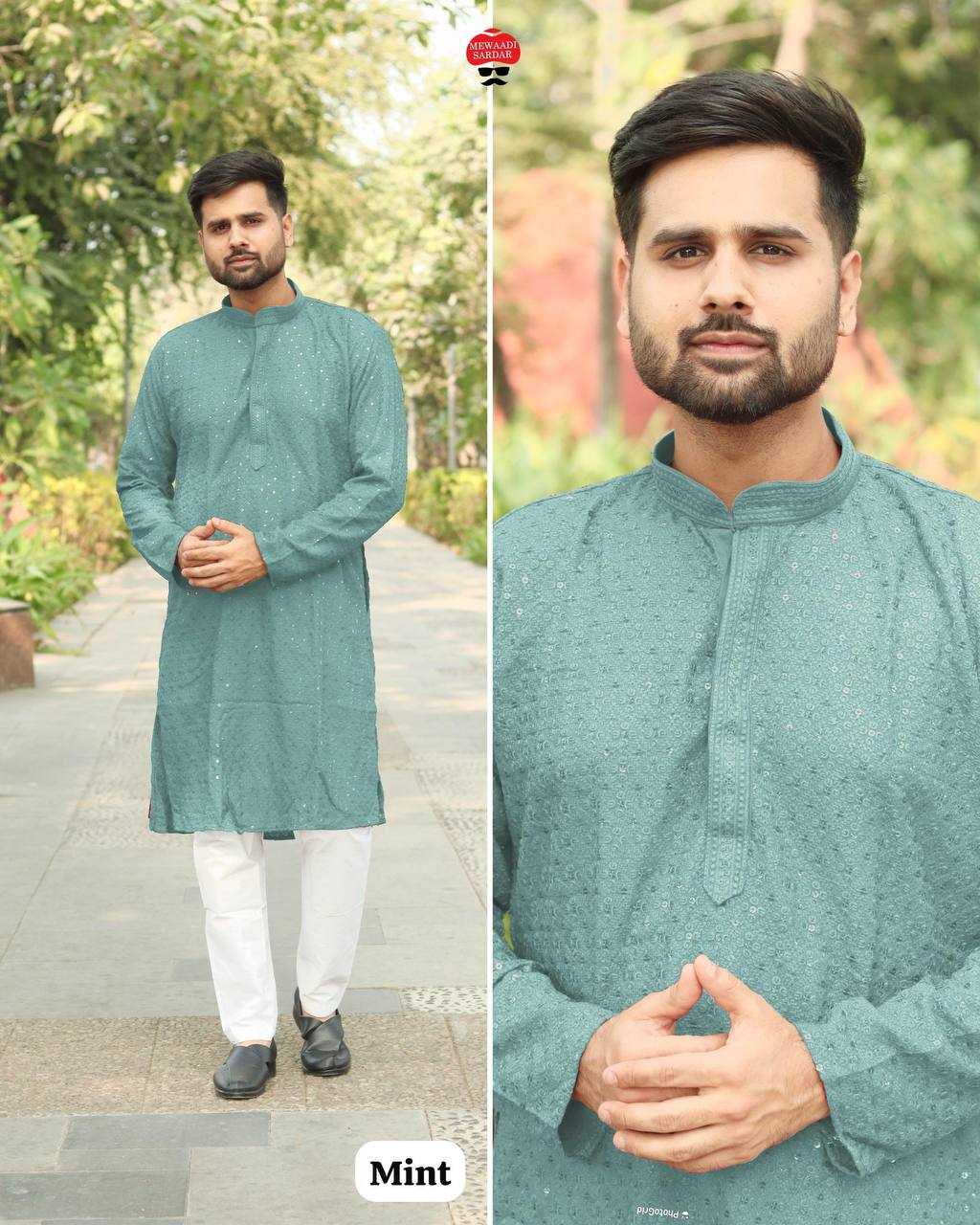 Ynf Chikan RIN125 INL04 Mens Wear Diwali Collections Festive Collections Wholesale Mens Kurtas Mens Kurta Pyjama Men Chikan Kurta Manufacturer- Kapda Export