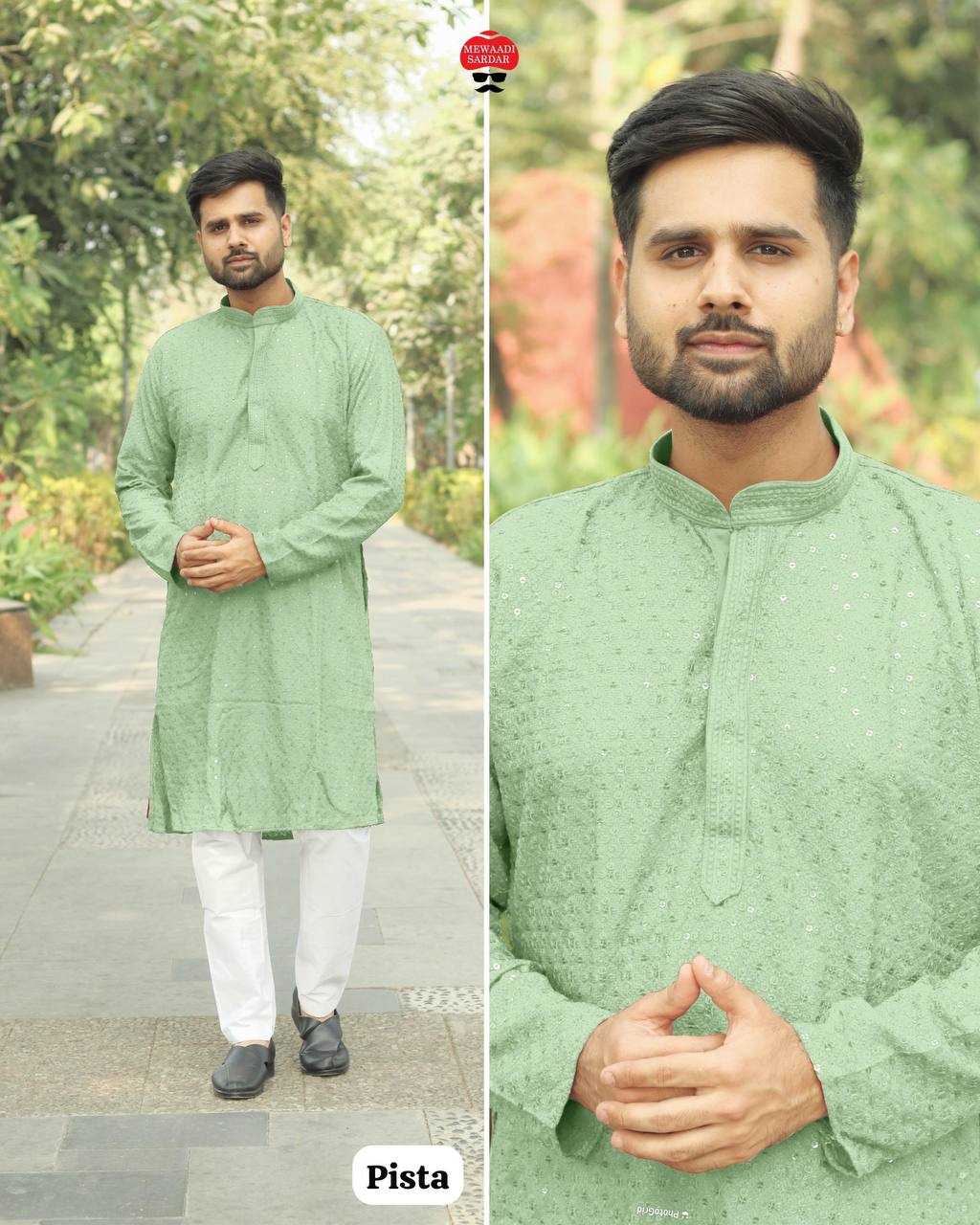 Ynf Chikan RIN125 INL04 Mens Wear Diwali Collections Festive Collections Wholesale Mens Kurtas Mens Kurta Pyjama Men Chikan Kurta Manufacturer- Kapda Export