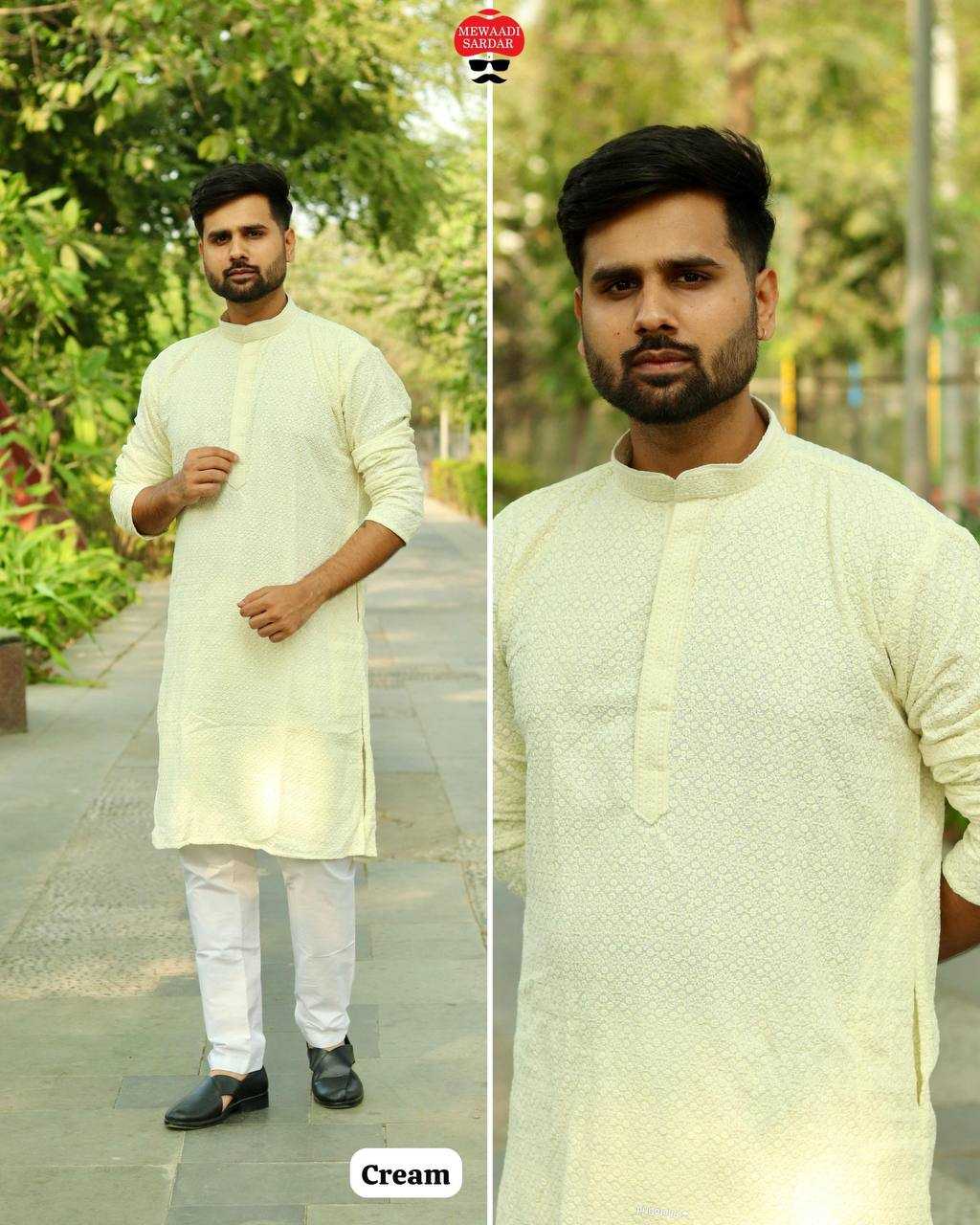 Ynf Chikan RIN125 INL04 Mens Wear Diwali Collections Festive Collections Wholesale Mens Kurtas Mens Kurta Pyjama Men Chikan Kurta Manufacturer- Kapda Export