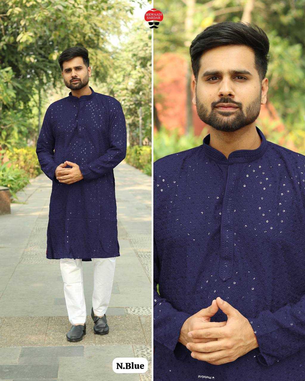 Ynf Chikan RIN125 INL04 Mens Wear Diwali Collections Festive Collections Wholesale Mens Kurtas Mens Kurta Pyjama Men Chikan Kurta Manufacturer- Kapda Export