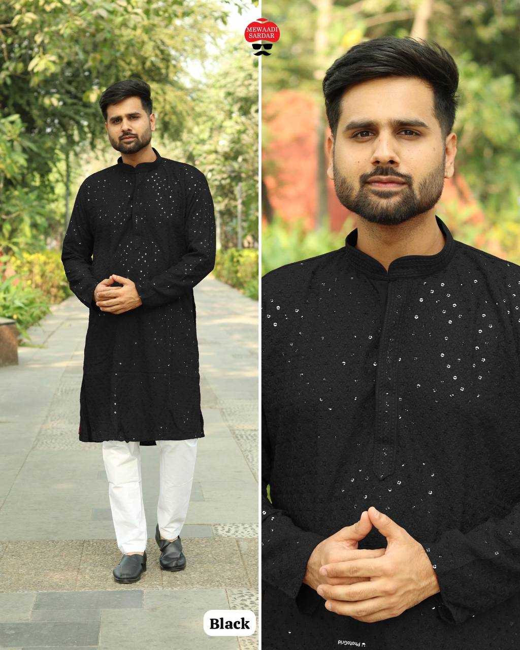Ynf Chikan RIN125 INL04 Mens Wear Diwali Collections Festive Collections Wholesale Mens Kurtas Mens Kurta Pyjama Men Chikan Kurta Manufacturer- Kapda Export