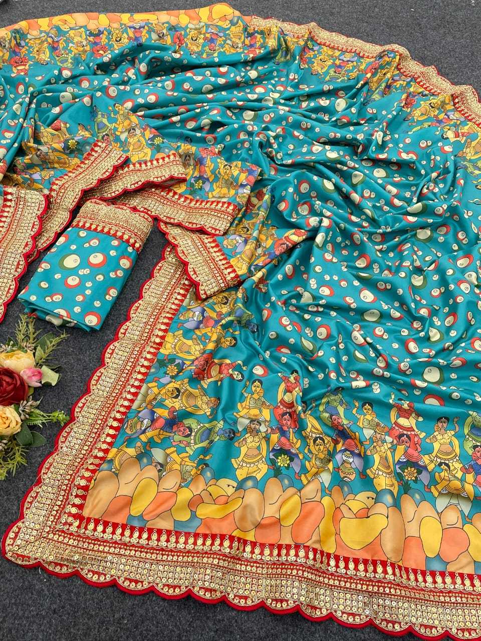 Ynf Chinon KESH203 MTW21 Sarees Wedding Collections Festive Collections Wholesale Kalamkari Sarees Chikan Sarees Cutwork Saree Manufacturer- Kapda Export