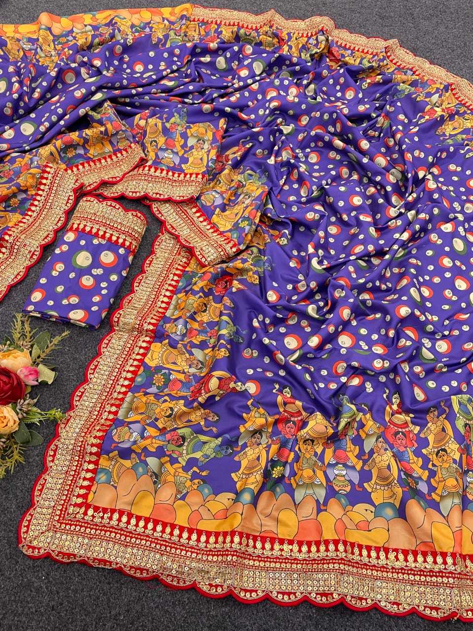 Ynf Chinon KESH203 MTW21 Sarees Wedding Collections Festive Collections Wholesale Kalamkari Sarees Chikan Sarees Cutwork Saree Manufacturer- Kapda Export