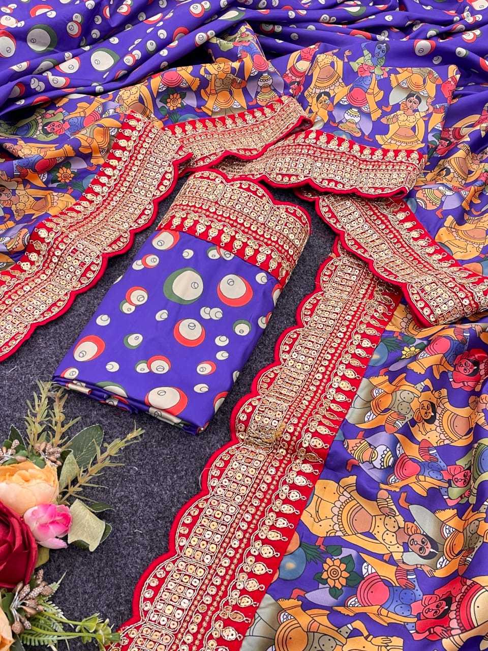 Ynf Chinon KESH203 MTW21 Sarees Wedding Collections Festive Collections Wholesale Kalamkari Sarees Chikan Sarees Cutwork Saree Manufacturer- Kapda Export