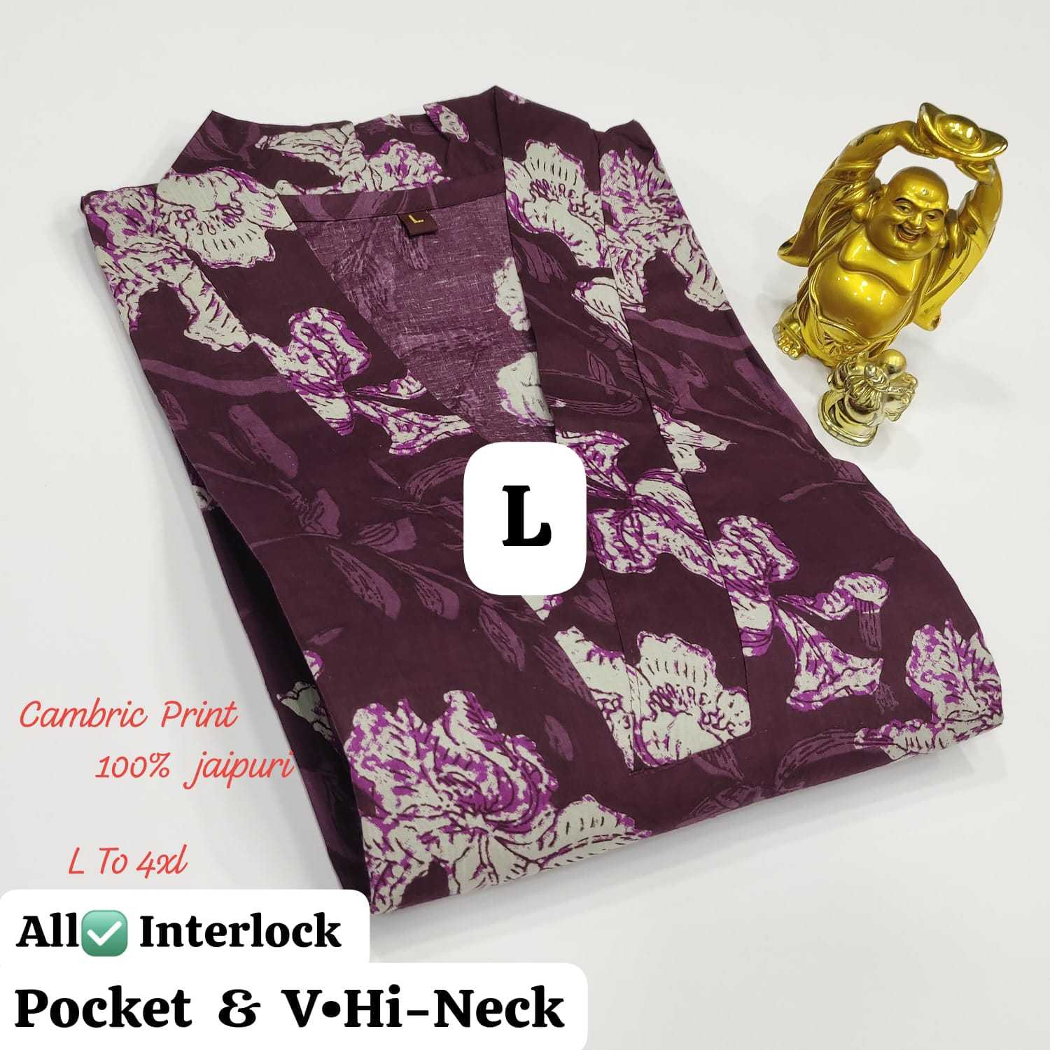 Ynf Cotton Cambric KESH418 Z 645 - 684 Kurti Wholesale Printed Kurtis V-Neck Kurtis Kurtis With Pockets Manufacturer- Kapda Export