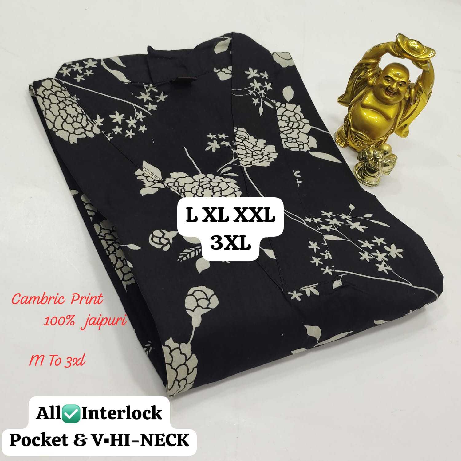 Ynf Cotton Cambric KESH418 Z 645 - 684 Kurti Wholesale Printed Kurtis V-Neck Kurtis Kurtis With Pockets Manufacturer- Kapda Export