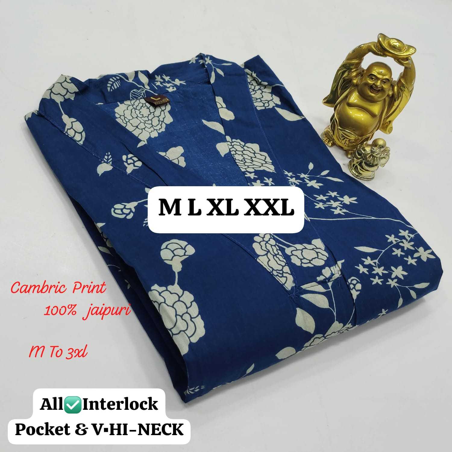 Ynf Cotton Cambric KESH418 Z 645 - 684 Kurti Wholesale Printed Kurtis V-Neck Kurtis Kurtis With Pockets Manufacturer- Kapda Export