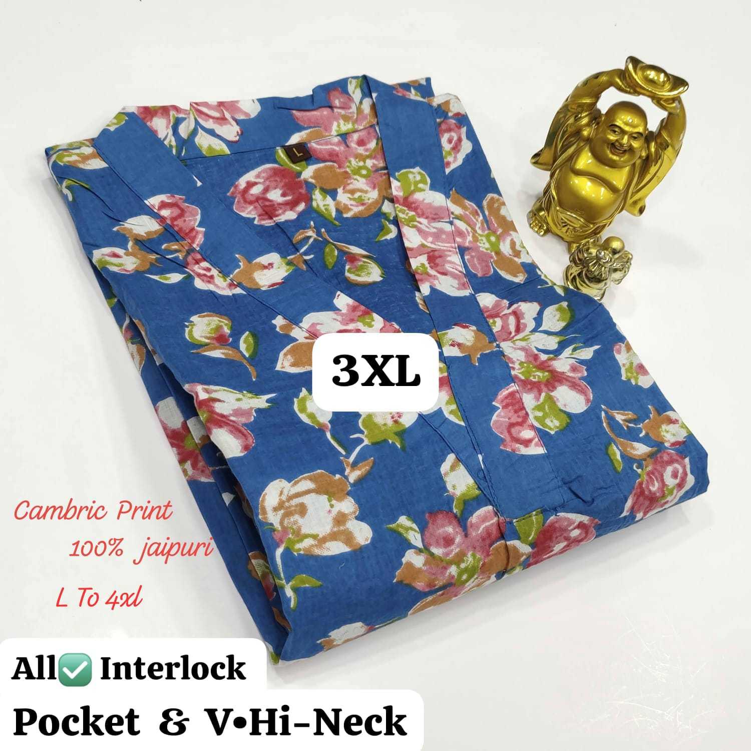 Ynf Cotton Cambric KESH418 Z 645 - 684 Kurti Wholesale Printed Kurtis V-Neck Kurtis Kurtis With Pockets Manufacturer- Kapda Export