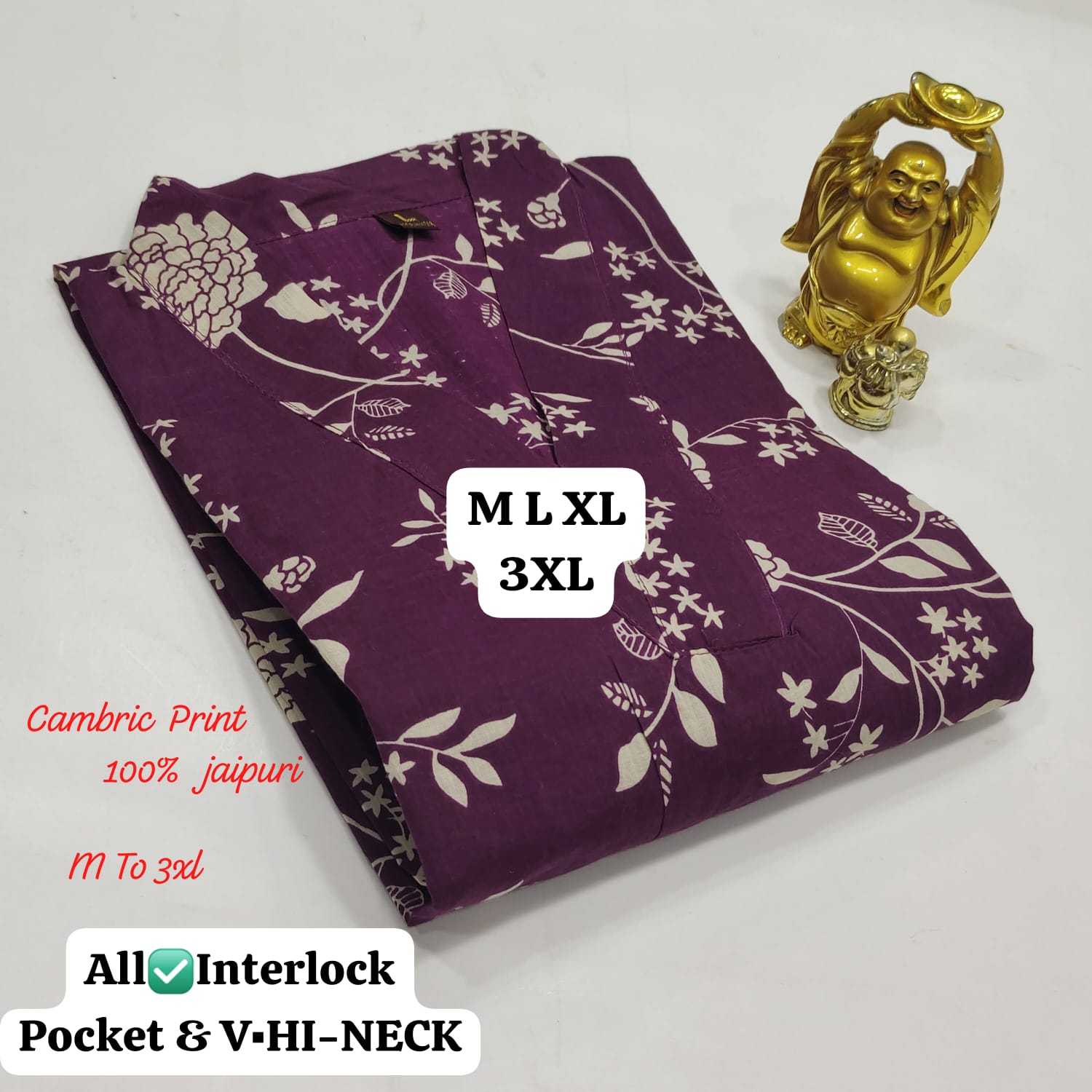 Ynf Cotton Cambric KESH418 Z 645 - 684 Kurti Wholesale Printed Kurtis V-Neck Kurtis Kurtis With Pockets Manufacturer- Kapda Export