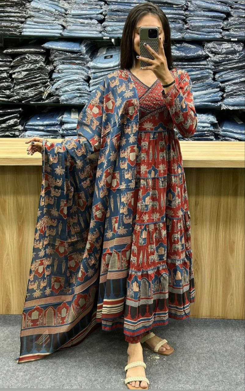 Ynf Cotton KESH352 KVD 14 Gowns Wholesale Printed Gowns Embroidery Gowns Plus Size Gowns Manufacturer- Kapda Export