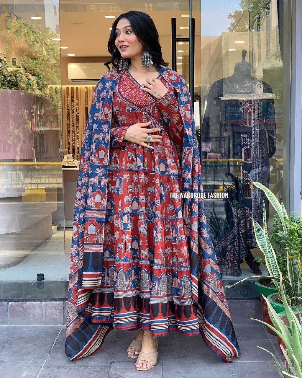 Ynf Cotton KESH352 KVD 14 Gowns Wholesale Printed Gowns Embroidery Gowns Plus Size Gowns Manufacturer- Kapda Export