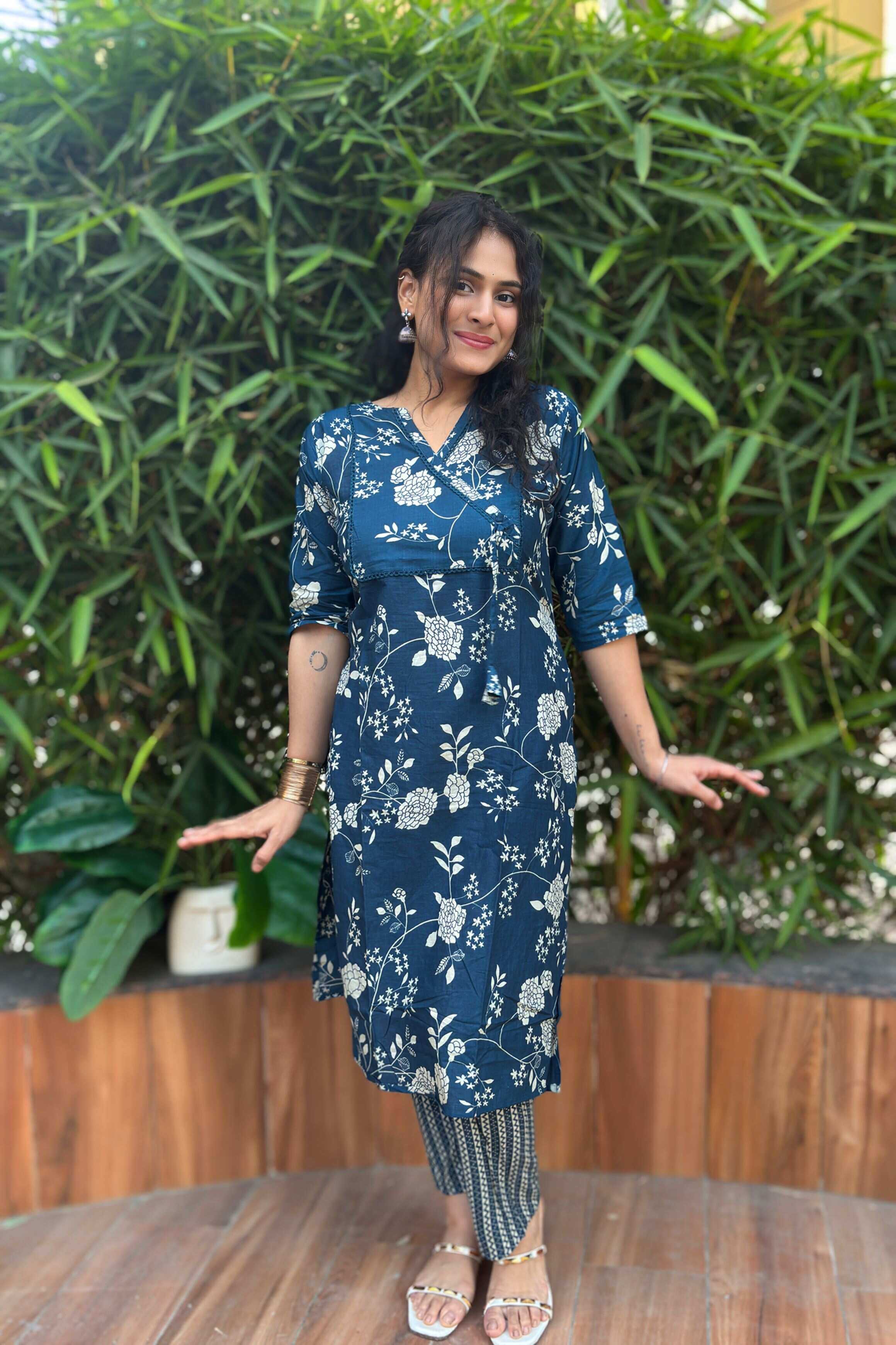 Ynf Cotton KESH418 D no 629 Kurti Wholesale Angrakha Kurtis Kurti With Pants Kurtis With Pockets Manufacturer- Kapda Export