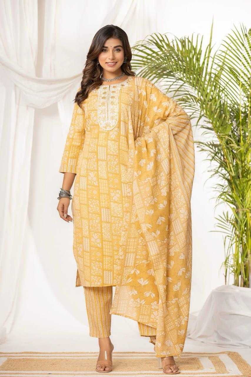 Ynf Cotton KESH443 NEW DESIGN 3PIC SET Kurti Wholesale Designer Kurtis Cotton Kurtis Kurtis With Pockets Manufacturer- Kapda Export