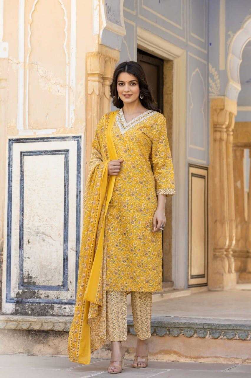 Ynf Cotton KESH443 NEW DESIGN 3PIC SET Kurti Wholesale Designer Kurtis Cotton Kurtis Kurtis With Pockets Manufacturer- Kapda Export