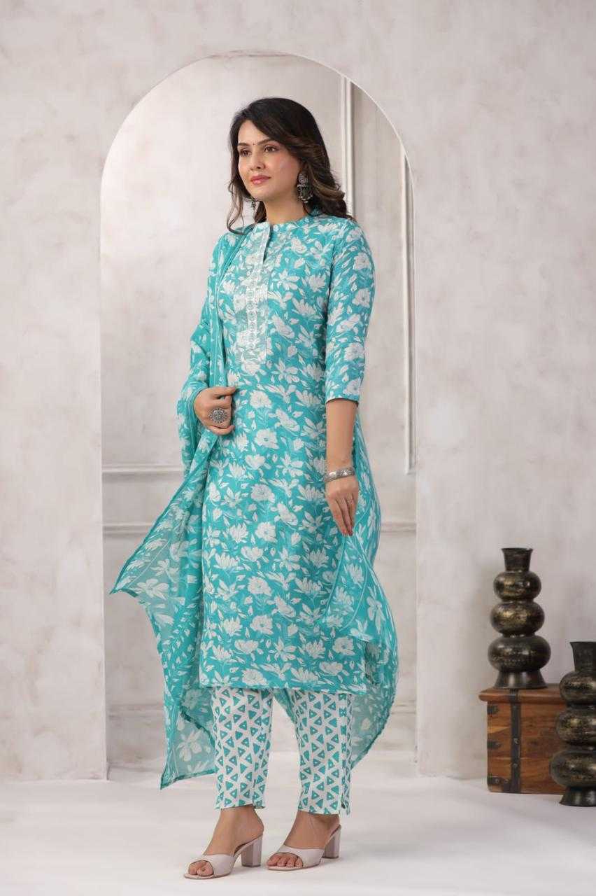 Ynf Cotton KESH443 NEW DESIGN 3PIC SET Kurti Wholesale Designer Kurtis Cotton Kurtis Kurtis With Pockets Manufacturer- Kapda Export