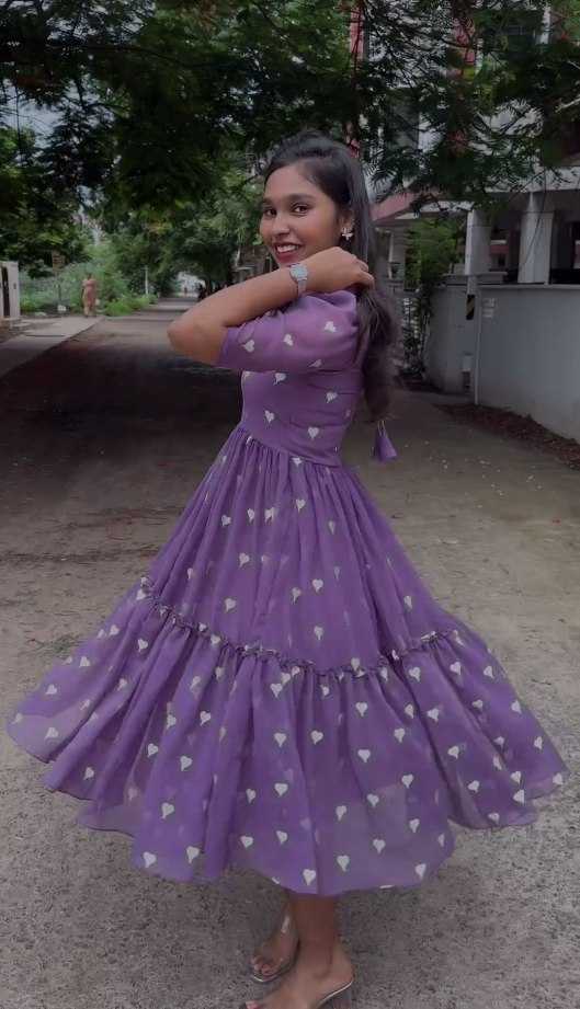 Ynf Faux Georgette KESH243 1028 Gowns Wholesale Georgette Gown Designer Gowns Purple Gown Manufacturer- Kapda Export