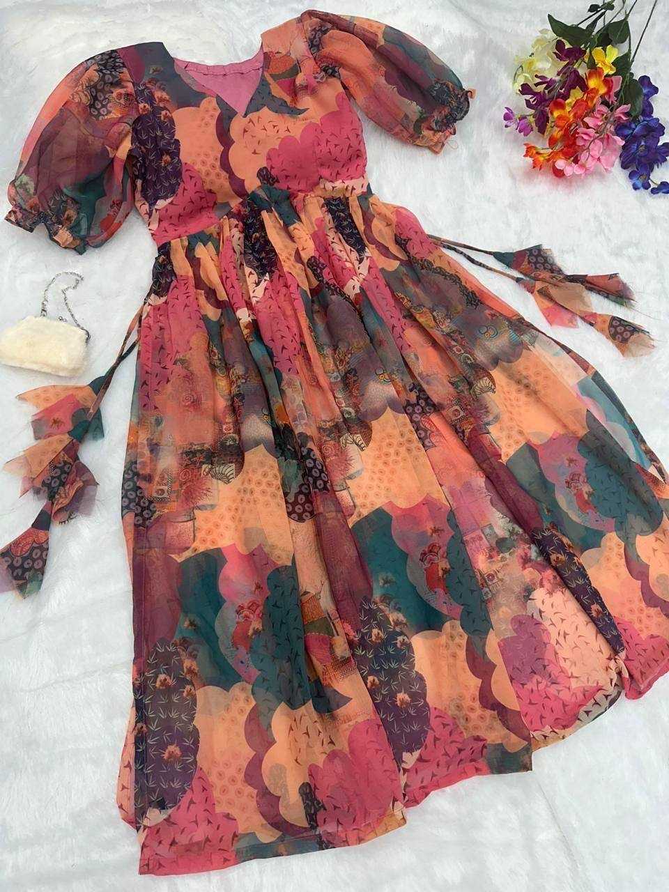 Ynf Georgette KESH434 MCN87 Kurti Wholesale Printed Kurtis Georgette Kurti Side Slit Kurtis Manufacturer- Kapda Export